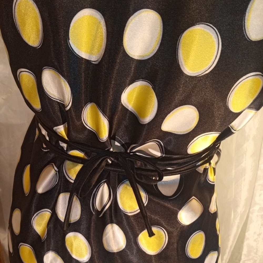 Wrapper Black and Yellow Polka Dot Midi Dress - Picture 11 of 11